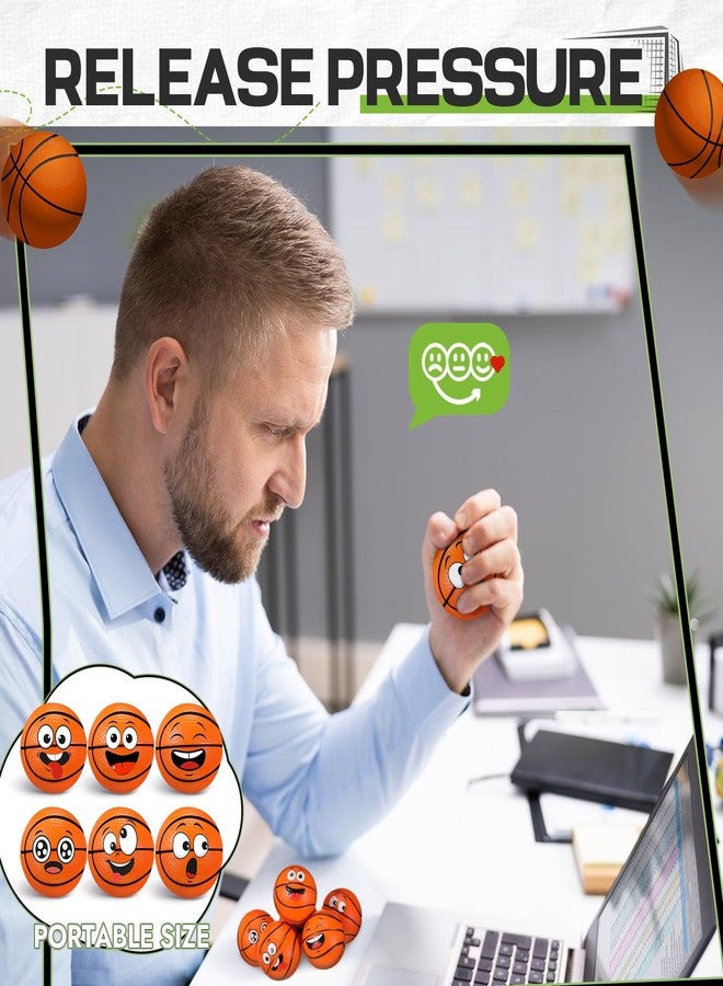 Arrowbash 24 Pcs Mini Face Basketball Stress Balls for Boys Girls Face Fidget Toys Bulk Foam Balls for Stress and Anxiety Relief Balls for Party Favors Birthday Gift Decoration - Image 5